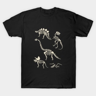 Dinosaur Fossils in Black T-Shirt